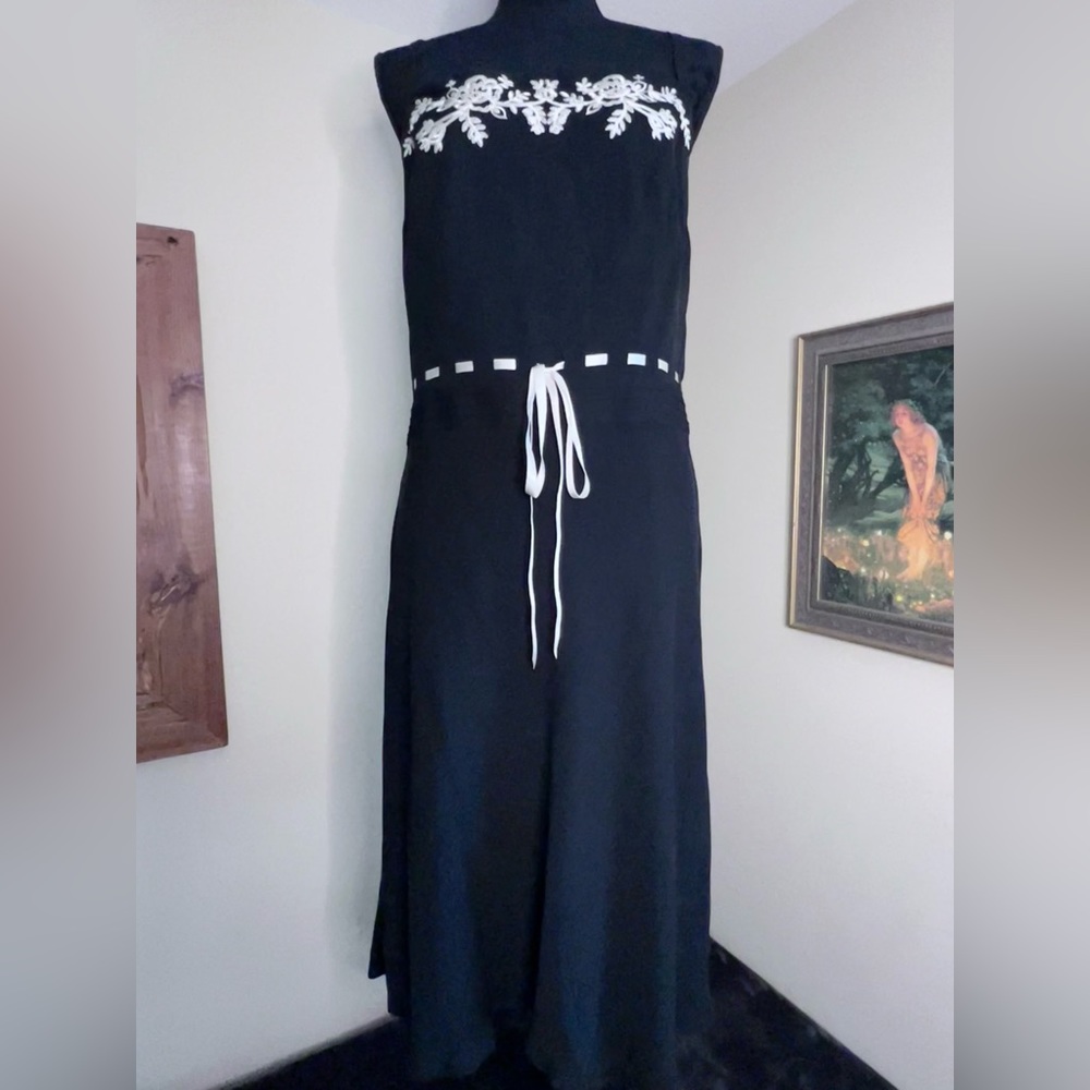 Ann Taylor Loft Black Spaghetti Strap Silk Dress Size 14